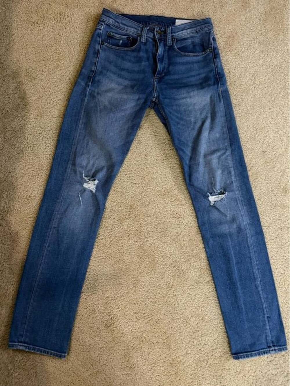 Mens RAG & BONE Fit 2 Slim Stretch Denim Jeans Distressed Medium Wash 29